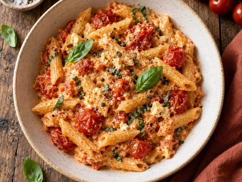 Baked Feta Pasta, as the finished dish