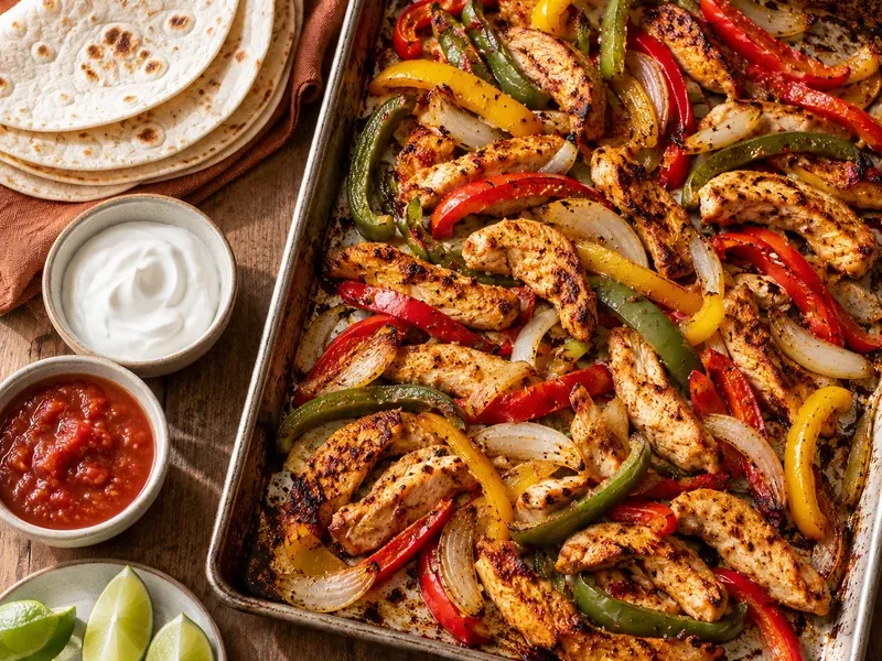Sheet Pan Chicken Fajitas, as the finished dish