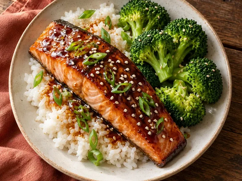 Teriyaki Salmon, as the finished dish